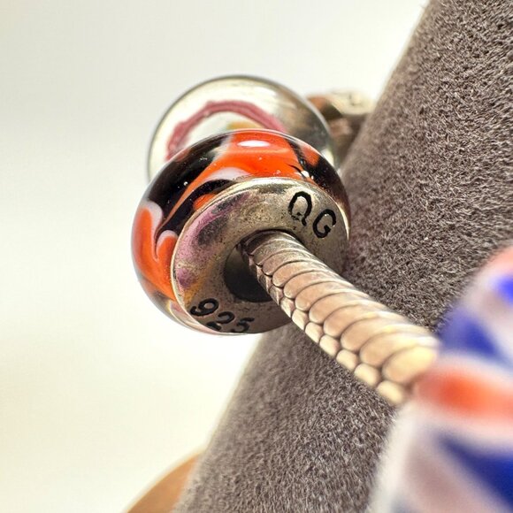 Pandora Sterling Silver 925 Charm Bracelet Mix of Sterling Slide Charms 7" L - Picture 5 of 12